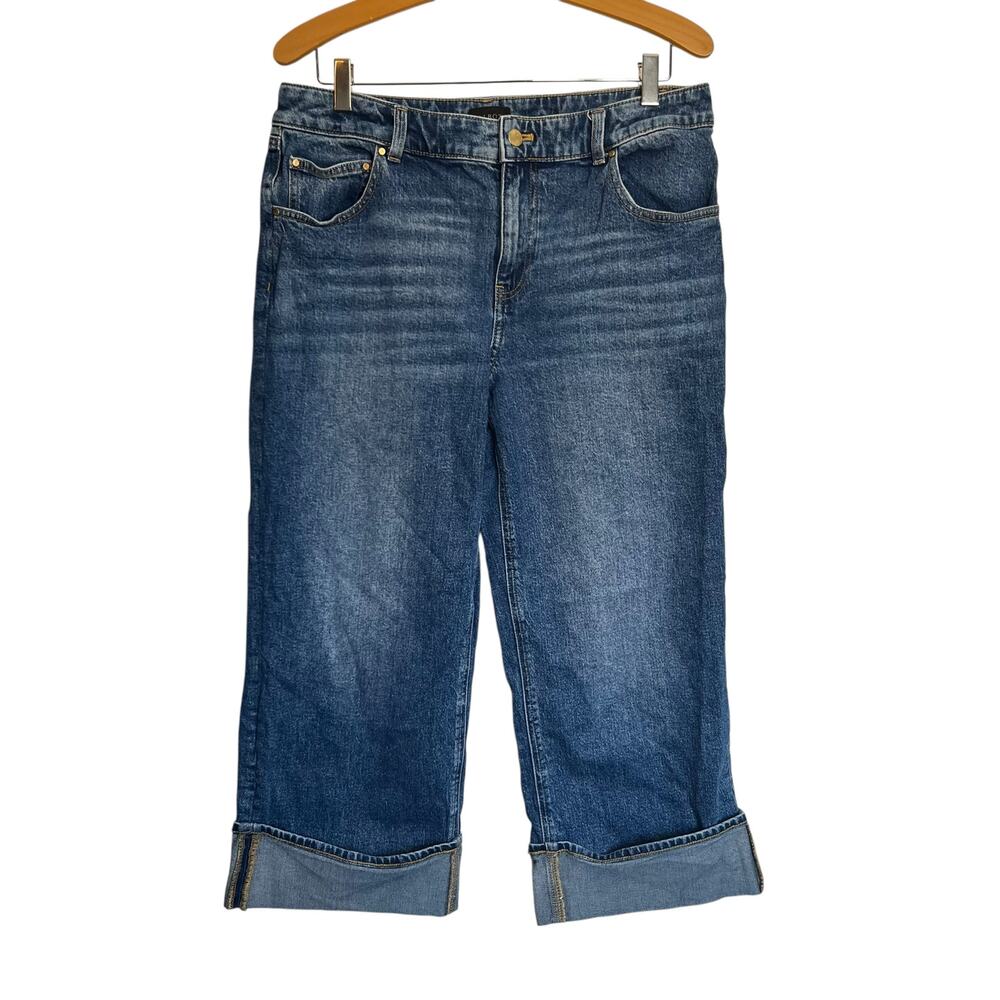 Talbots Straight Ankle Cuff Jeans Viola Wash Blue Denim High Rise Size 12 Petite